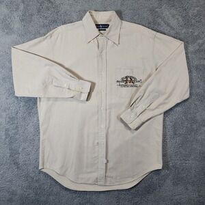 Vtg Ralph Lauren Polo Sportsman Oxford Shirt Mens M Beige Embroidered Ducks 90s